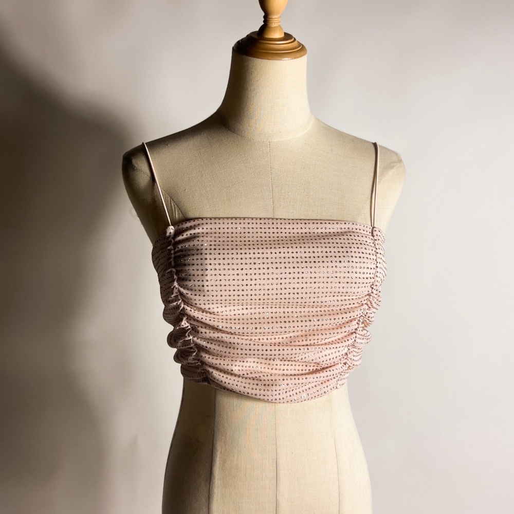 FOR LOVE & LEMONS Glitter Dot Ruched Cropped Bra Top Small